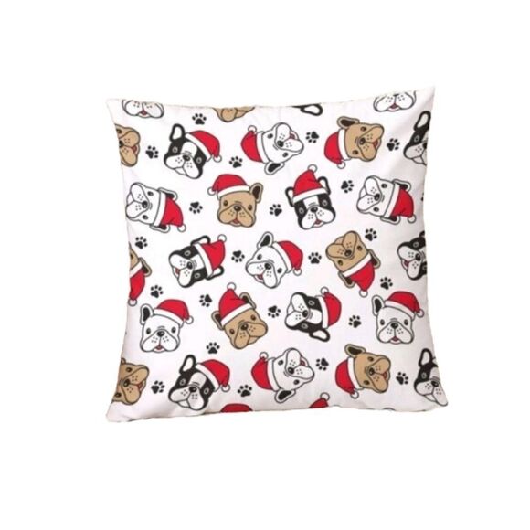 Bulldog Christmas Pillow Cover - Picture 1 of 4
